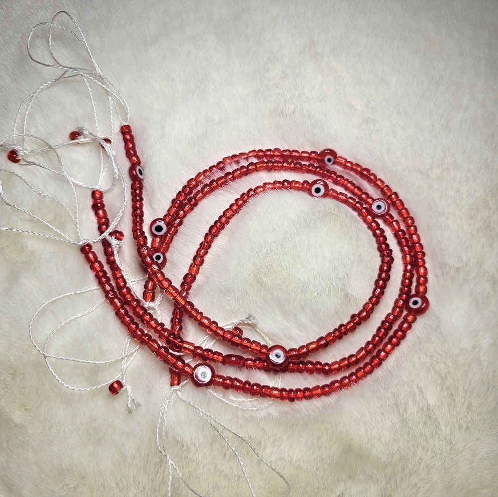 Red Beaded Evil Eye Anklets